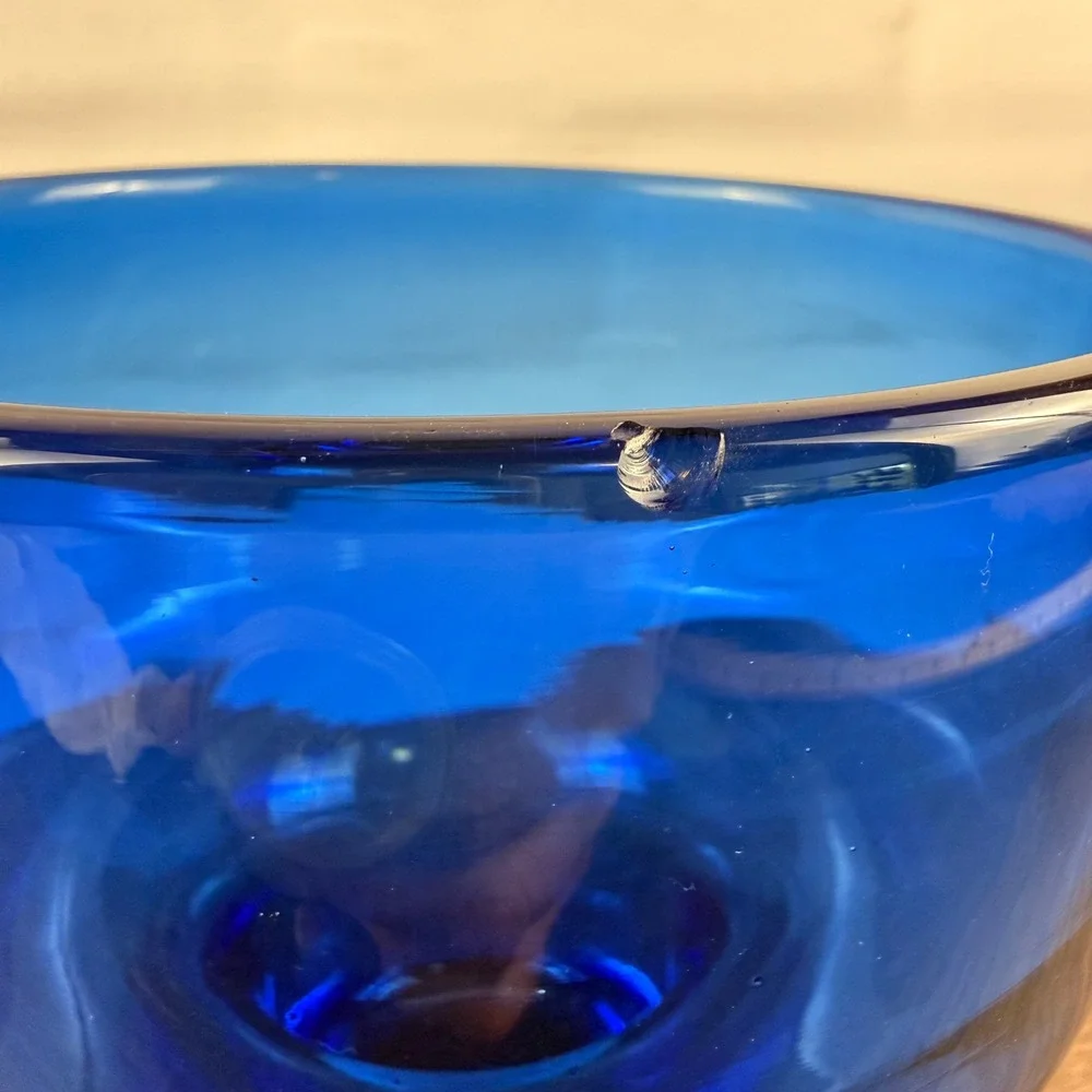 Blenko 596 Persian Blue Art Glass Vase Mid Century Modern - READ